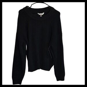 NWT No Boundaries Women's XXL Black Soot Plaited Ribbed Crewneck Sweater